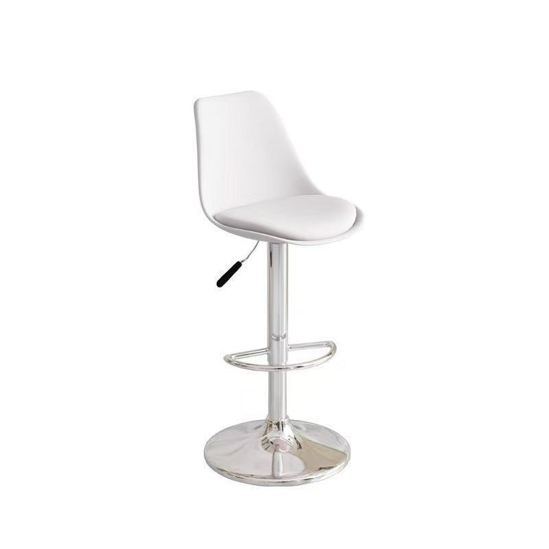 Modern Minimalist Curved PP Stainless Steel Artificial Leather Bar Stool Backrest Armless For Dining Room &amp; Kitchen