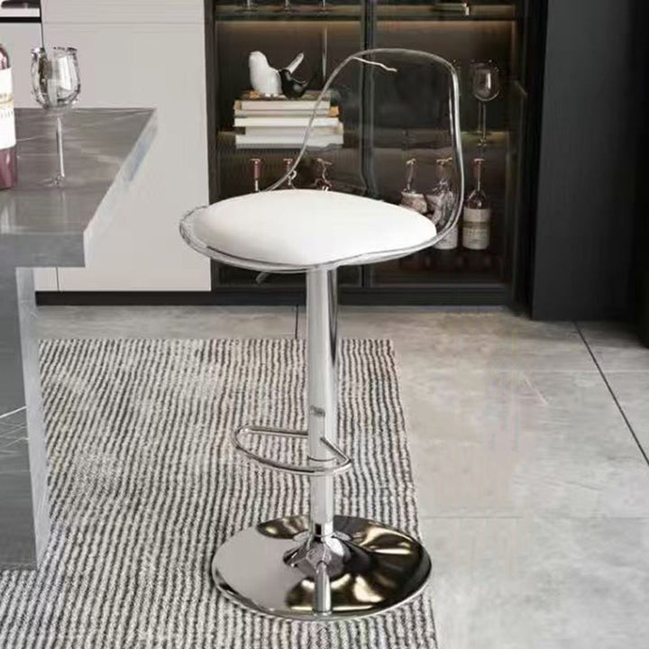 Modern Minimalist Curved PP Stainless Steel Artificial Leather Bar Stool Backrest Armless For Dining Room &amp; Kitchen
