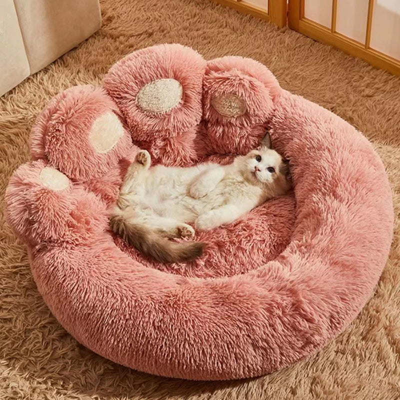 Contemporary Creative Round Claw-Shaped Arctic Velvet Plush Polyester Fiber Pet Bed Cat Bed For Bedroom