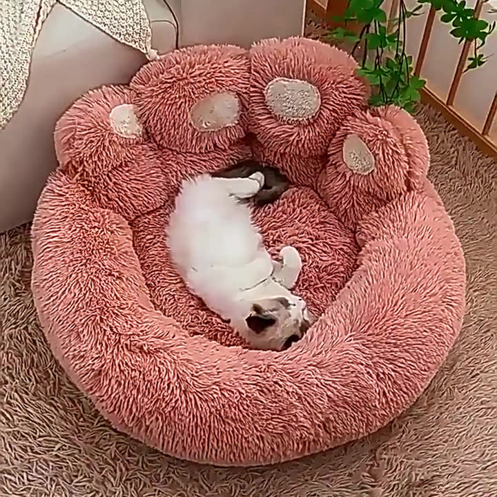 Contemporary Creative Round Claw-Shaped Arctic Velvet Plush Polyester Fiber Pet Bed Cat Bed For Bedroom