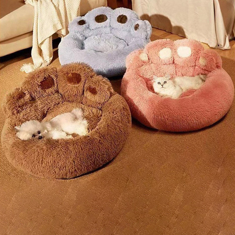 Contemporary Creative Round Claw-Shaped Arctic Velvet Plush Polyester Fiber Pet Bed Cat Bed For Bedroom