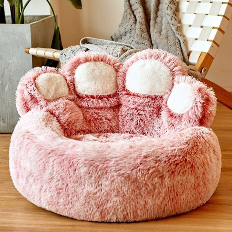Contemporary Creative Round Claw-Shaped Arctic Velvet Plush Polyester Fiber Pet Bed Cat Bed For Bedroom