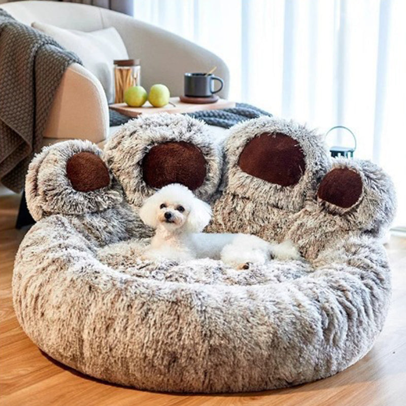 Contemporary Creative Round Claw-Shaped Arctic Velvet Plush Polyester Fiber Pet Bed Cat Bed For Bedroom