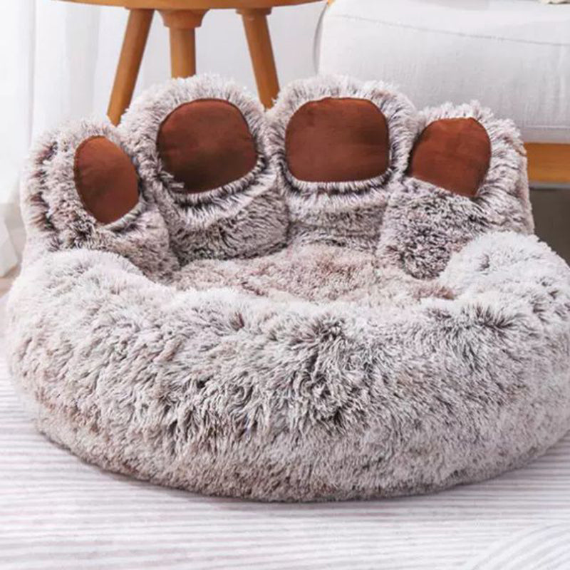 Contemporary Creative Round Claw-Shaped Arctic Velvet Plush Polyester Fiber Pet Bed Cat Bed For Bedroom