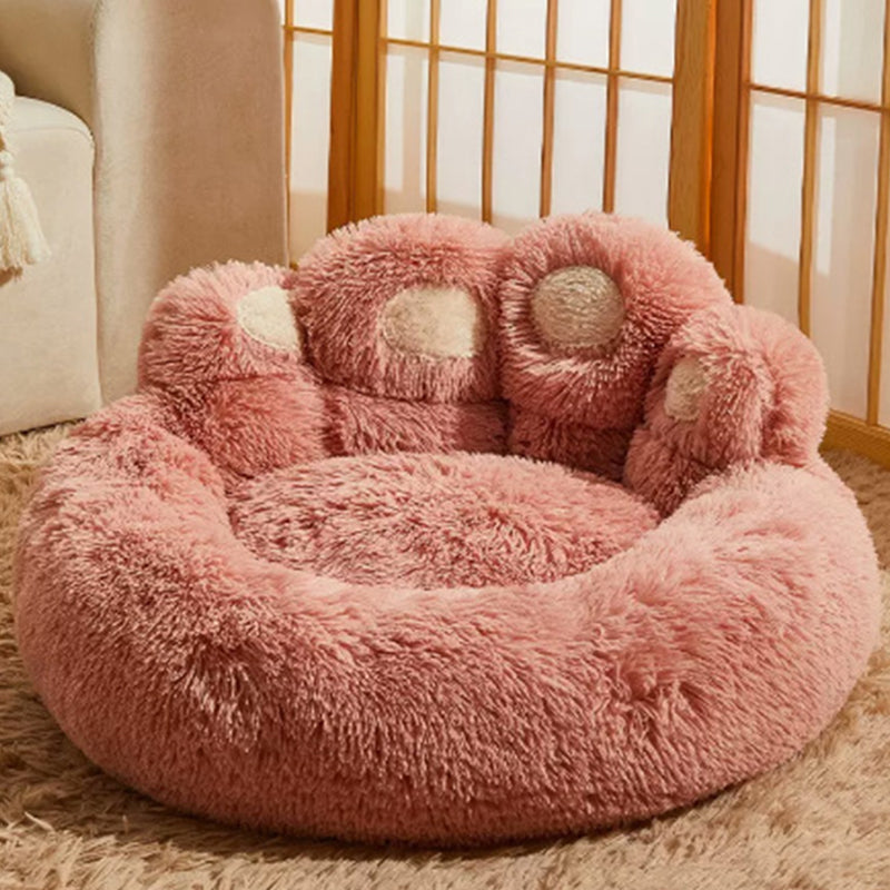 Contemporary Creative Round Claw-Shaped Arctic Velvet Plush Polyester Fiber Pet Bed Cat Bed For Bedroom