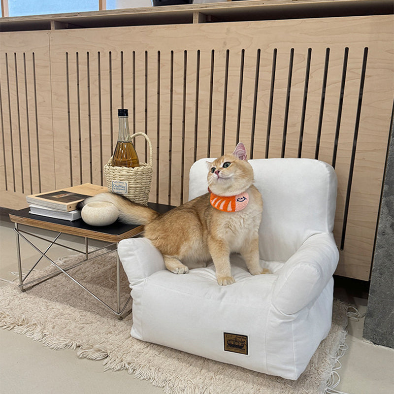 Modern Minimalist Rectangular Fabric PP Cotton Cat Bed Pet Accent Chair Backrest Armrest For Living Room