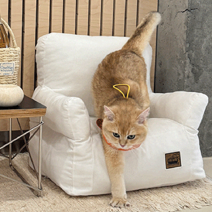 Modern Minimalist Rectangular Fabric PP Cotton Cat Bed Pet Accent Chair Backrest Armrest For Living Room
