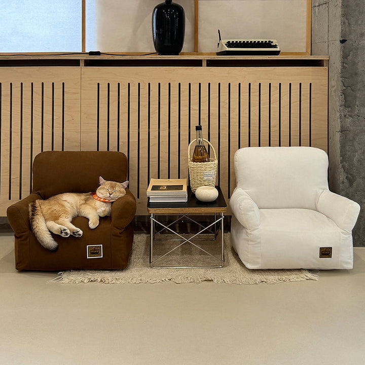 Modern Minimalist Rectangular Fabric PP Cotton Cat Bed Pet Accent Chair Backrest Armrest For Living Room