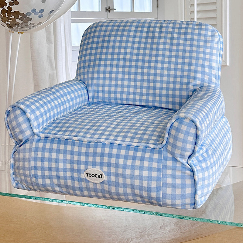 Modern Minimalist Rectangular Fabric PP Cotton Cat Bed Pet Accent Chair Backrest Armrest For Living Room