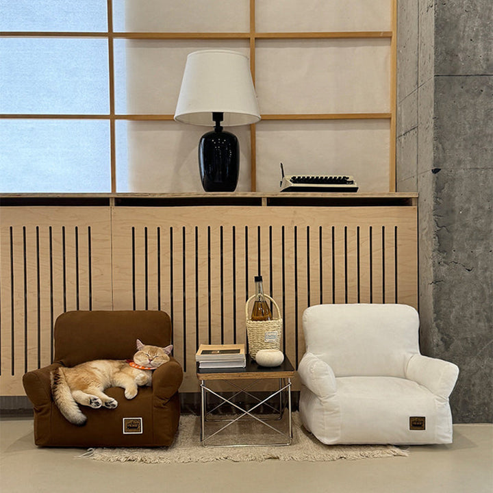 Modern Minimalist Rectangular Fabric PP Cotton Cat Bed Pet Accent Chair Backrest Armrest For Living Room
