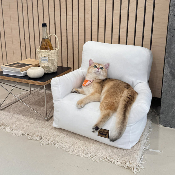 Modern Minimalist Rectangular Fabric PP Cotton Cat Bed Pet Accent Chair Backrest Armrest For Living Room