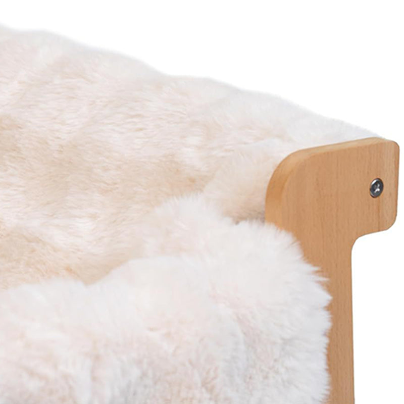 Modern Minimalist Rectangular Pine Wood Bubble Velvet Fabric Cat Bed Backrest Armrest For Bedroom
