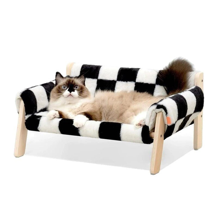 Modern Minimalist Rectangular Pine Plywood Velvet Cat Bed Backrest Armrest For Bedroom