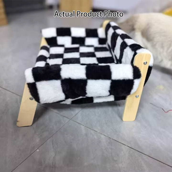 Modern Minimalist Rectangular Pine Plywood Velvet Cat Bed Backrest Armrest For Bedroom