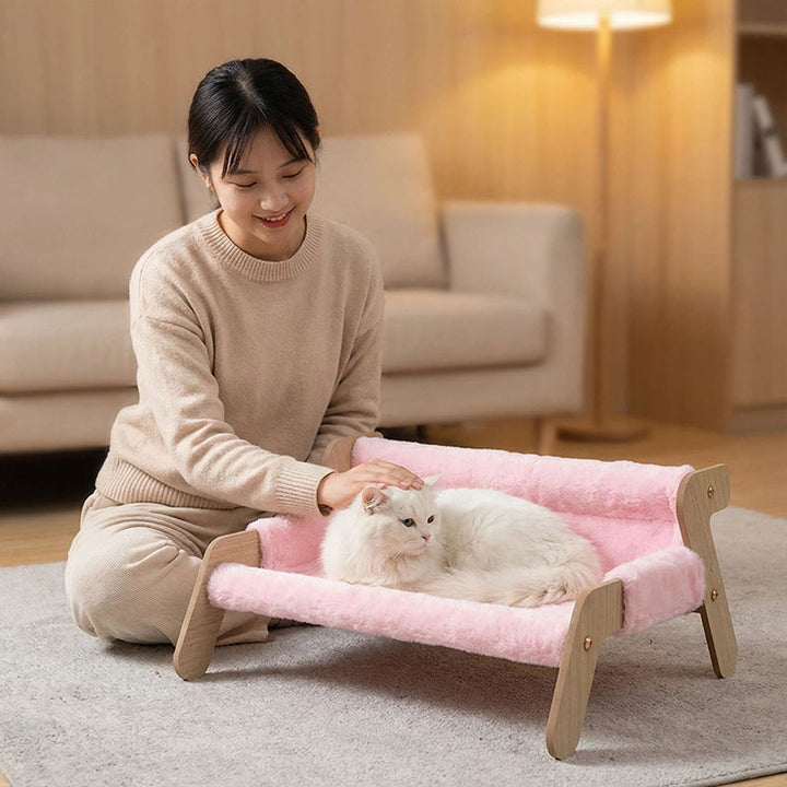 Modern Minimalist Rectangular High Density Fiberboard Velvet Cat Bed Backrest Armrest For Bedroom