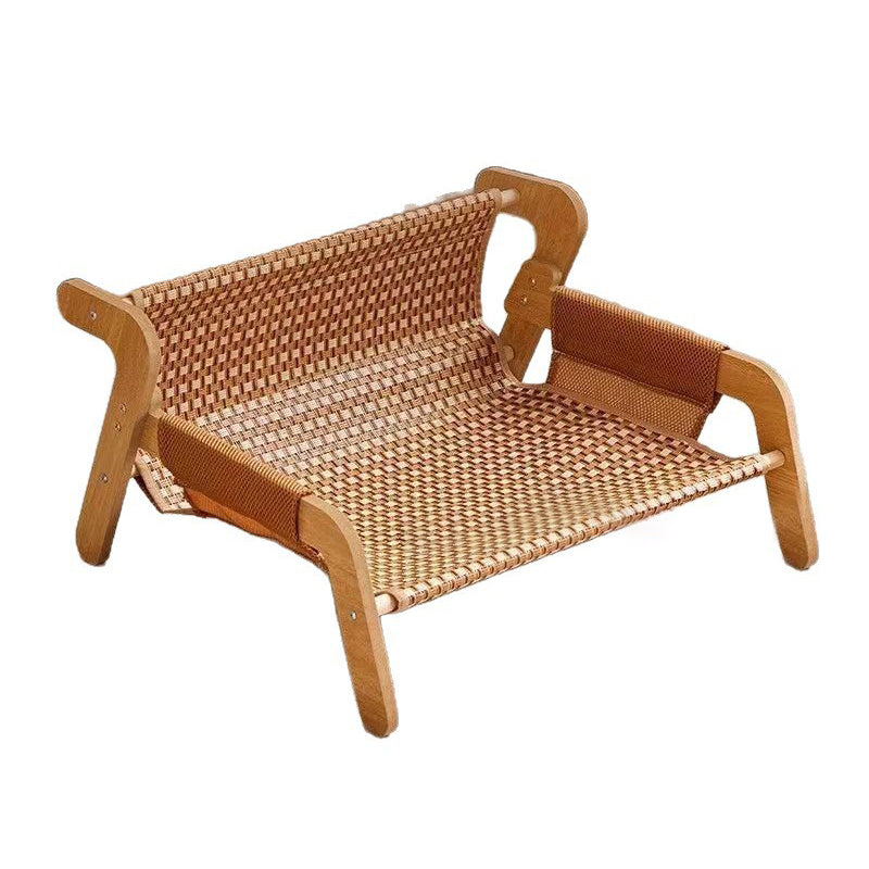 Modern Minimalist Rectangular Medium Density Fiberboard Solid Wood Rattan Cat Bed Backrest Armrest For Bedroom