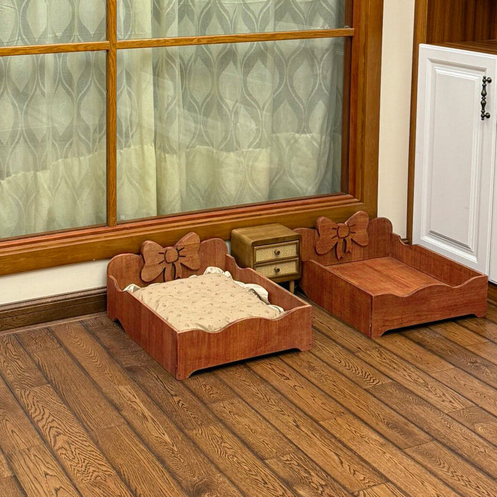 Contemporary Creative Rectangular Bow-Shaped Poplar Wood Cat Bed &amp; Dog Bed For Bedroom
