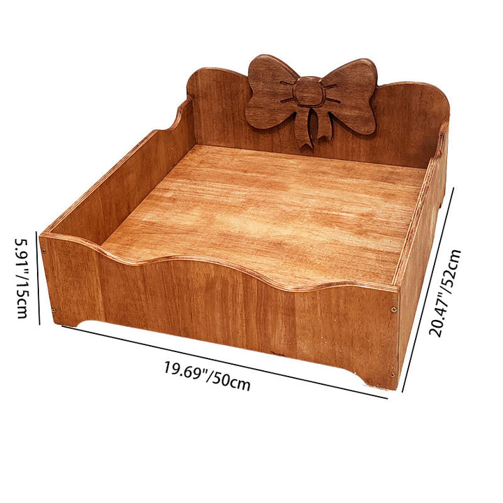 Contemporary Creative Rectangular Bow-Shaped Poplar Wood Cat Bed &amp; Dog Bed For Bedroom
