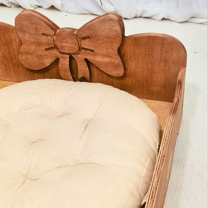 Contemporary Creative Rectangular Bow-Shaped Poplar Wood Cat Bed &amp; Dog Bed For Bedroom
