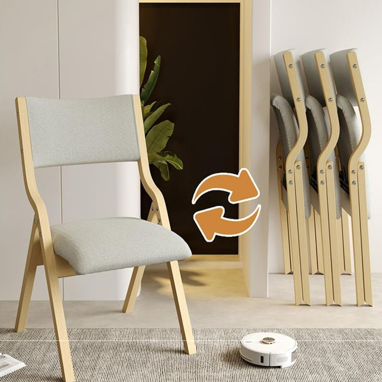 Contemporary Scandinavian Square Birch Wood Fabric Foldable Backrest Dining Chair For Dining Room