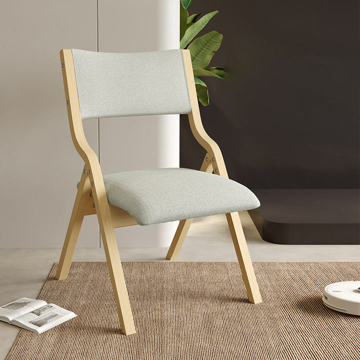 Contemporary Scandinavian Square Birch Wood Fabric Foldable Backrest Dining Chair For Dining Room