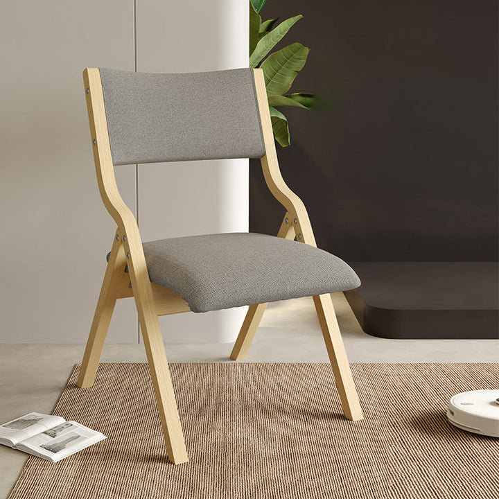 Contemporary Scandinavian Square Birch Wood Fabric Foldable Backrest Dining Chair For Dining Room