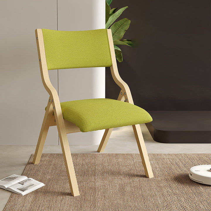 Contemporary Scandinavian Square Birch Wood Fabric Foldable Backrest Dining Chair For Dining Room