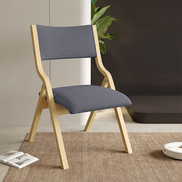 Contemporary Scandinavian Square Birch Wood Fabric Foldable Backrest Dining Chair For Dining Room