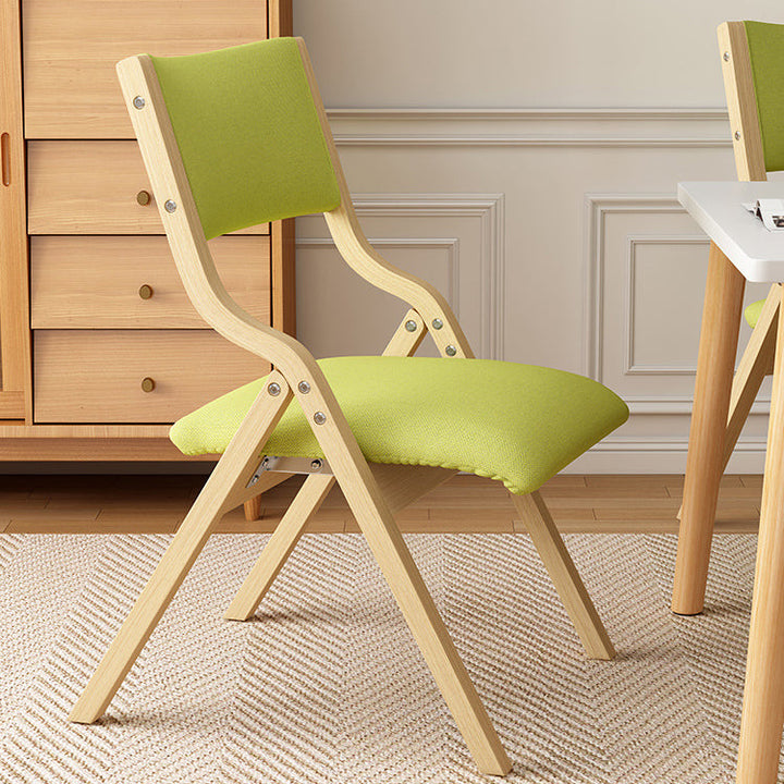 Contemporary Scandinavian Square Birch Wood Fabric Foldable Backrest Dining Chair For Dining Room