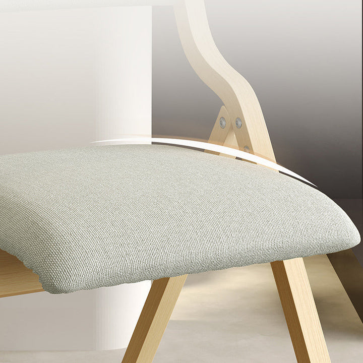 Contemporary Scandinavian Square Birch Wood Fabric Foldable Backrest Dining Chair For Dining Room