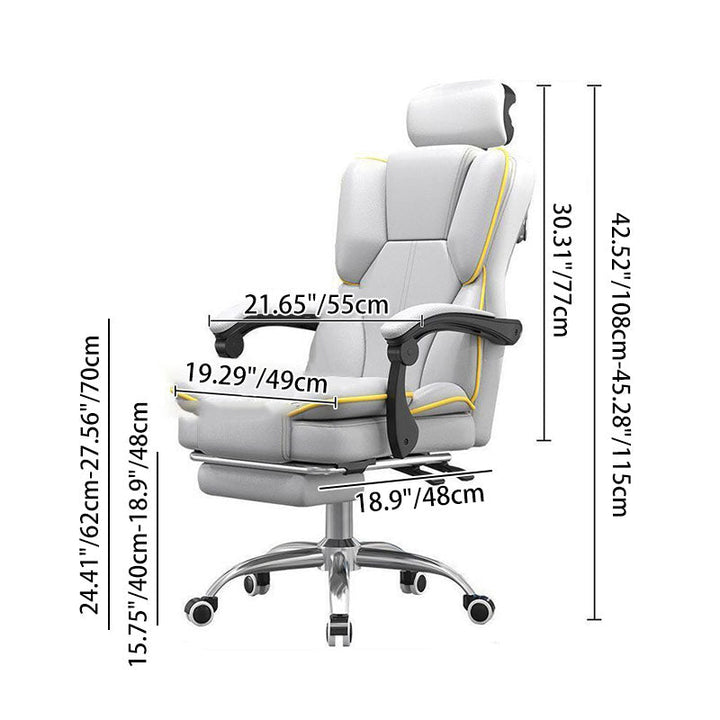 Contemporary Scandinavian Rectangular PU Leather Steel Height-Adjustable Swivel Backrest Armrest Gaming Chair For Bedroom