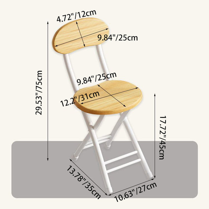 Modern Minimalist Round Medium-Density Fiberboard Iron Foldable Folding Chair For Living Room