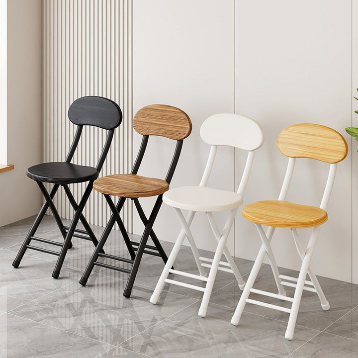 Modern Minimalist Round Medium-Density Fiberboard Iron Foldable Folding Chair For Living Room