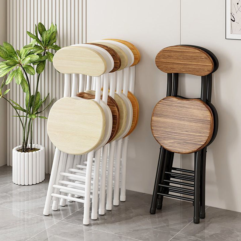 Modern Minimalist Round Medium-Density Fiberboard Iron Foldable Folding Chair For Living Room