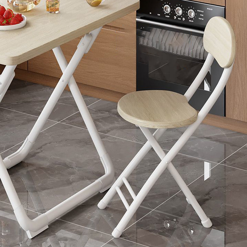 Modern Minimalist Round Medium-Density Fiberboard Iron Foldable Folding Chair For Living Room