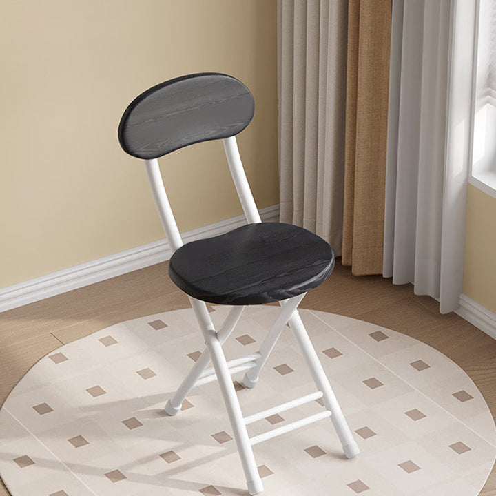 Modern Minimalist Round Medium-Density Fiberboard Iron Foldable Folding Chair For Living Room