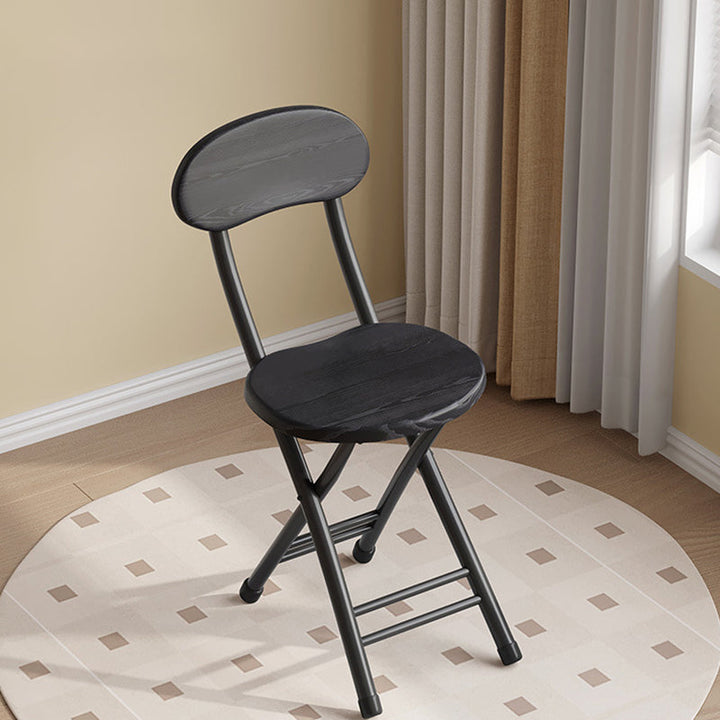 Modern Minimalist Round Medium-Density Fiberboard Iron Foldable Folding Chair For Living Room