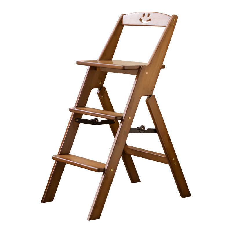 Modern Minimalist A-Shaped Bamboo Step Stool Backrest Foldable For Dining Room