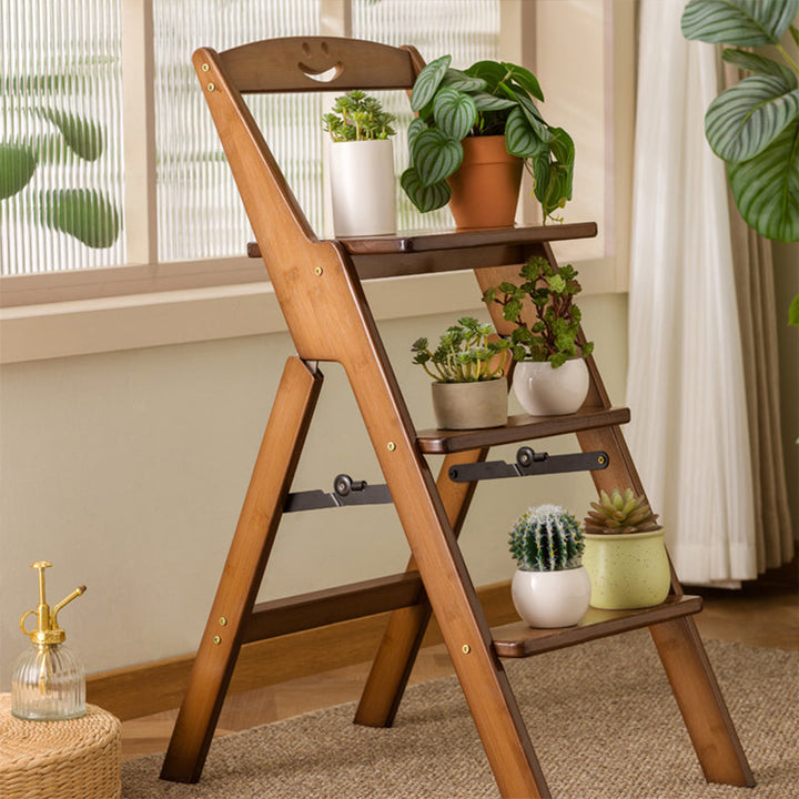 Modern Minimalist A-Shaped Bamboo Step Stool Backrest Foldable For Dining Room
