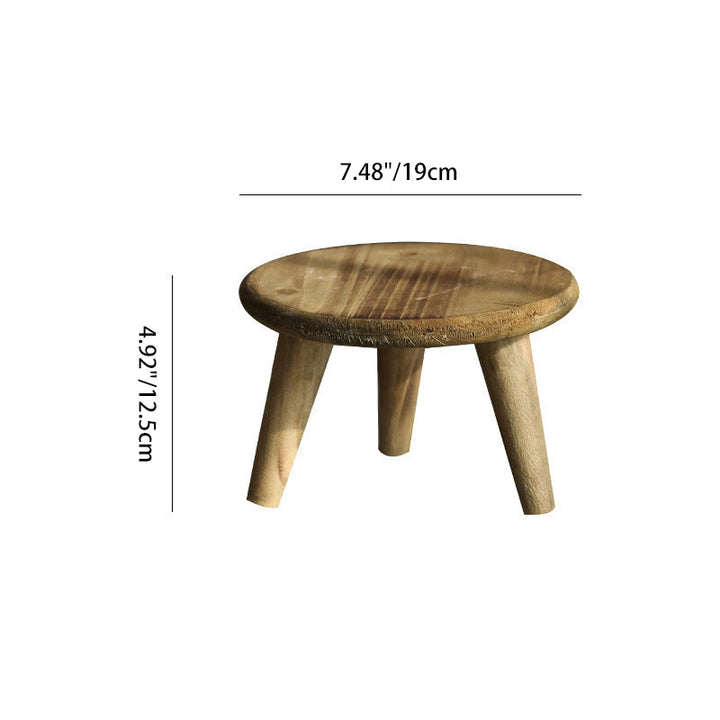 Modern Minimalist Round Solid Wood Low Stool Sturdy For Living Room