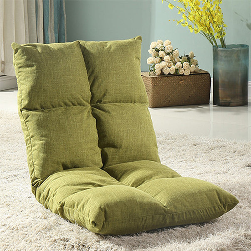 Modern Simplicity Fabric &amp; Cotton Metal Rectangular Checkered Adjustable Backrest Lazy Chair Tatami For Living Room, Bedroom &amp; Bay Window