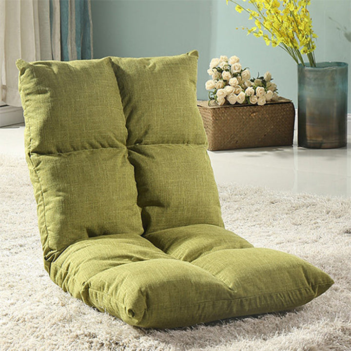 Modern Simplicity Fabric &amp; Cotton Metal Rectangular Checkered Adjustable Backrest Lazy Chair Tatami For Living Room, Bedroom &amp; Bay Window