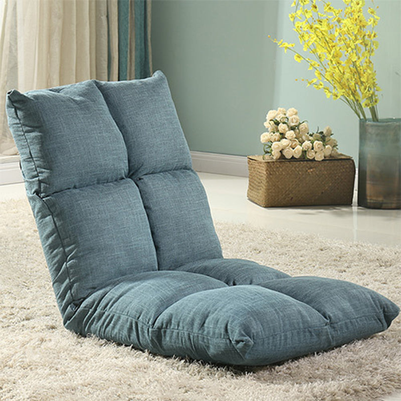 Modern Simplicity Fabric &amp; Cotton Metal Rectangular Checkered Adjustable Backrest Lazy Chair Tatami For Living Room, Bedroom &amp; Bay Window
