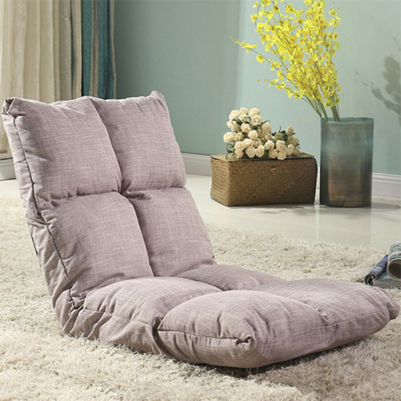 Modern Simplicity Fabric &amp; Cotton Metal Rectangular Checkered Adjustable Backrest Lazy Chair Tatami For Living Room, Bedroom &amp; Bay Window