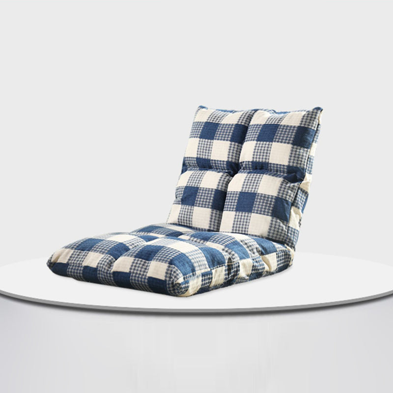 Modern Simplicity Fabric &amp; Cotton Metal Rectangular Checkered Adjustable Backrest Lazy Chair Tatami For Living Room, Bedroom &amp; Bay Window