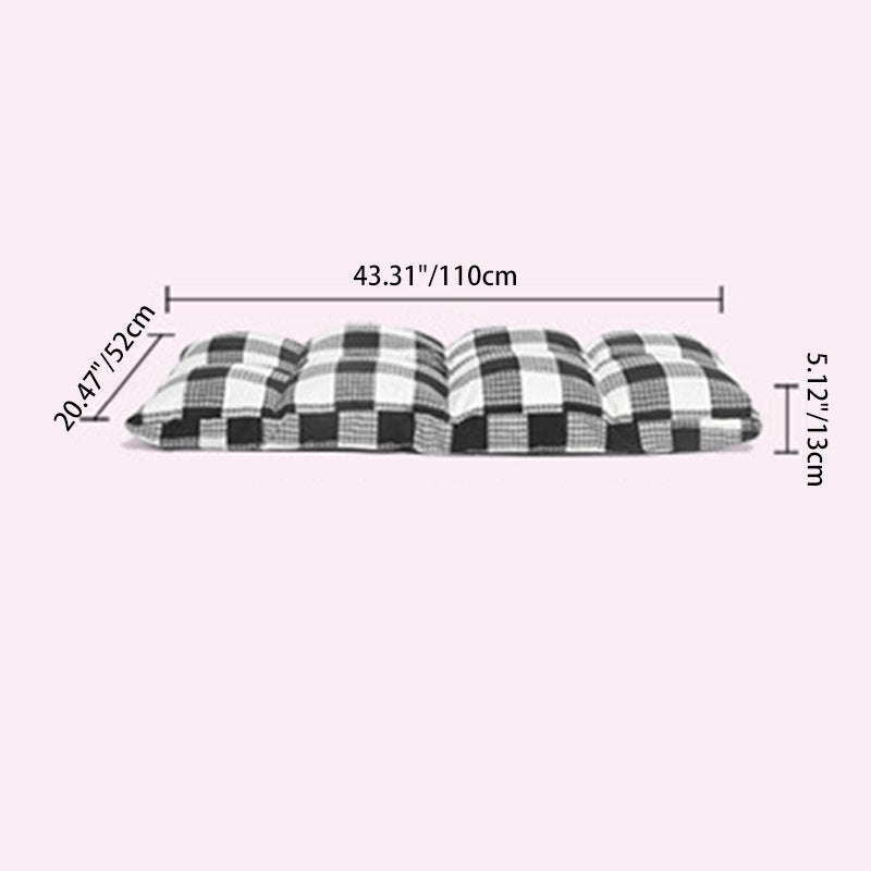 Modern Simplicity Fabric &amp; Cotton Metal Rectangular Checkered Adjustable Backrest Lazy Chair Tatami For Living Room, Bedroom &amp; Bay Window