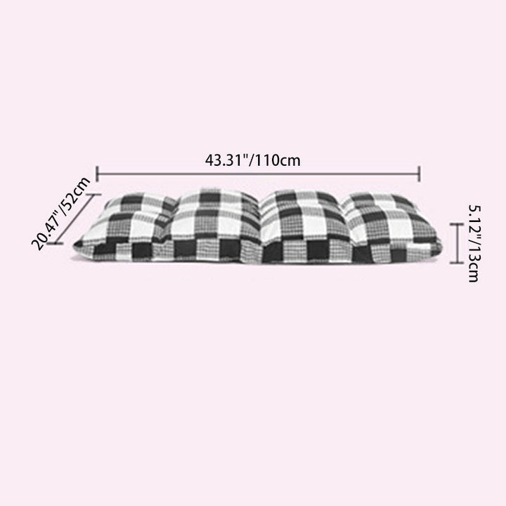 Modern Simplicity Fabric &amp; Cotton Metal Rectangular Checkered Adjustable Backrest Lazy Chair Tatami For Living Room, Bedroom &amp; Bay Window