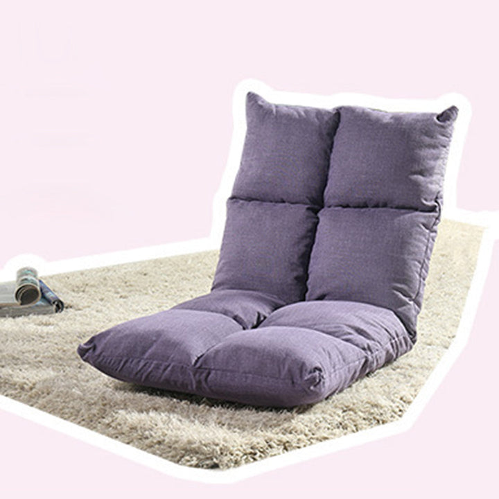 Modern Simplicity Fabric &amp; Cotton Metal Rectangular Checkered Adjustable Backrest Lazy Chair Tatami For Living Room, Bedroom &amp; Bay Window