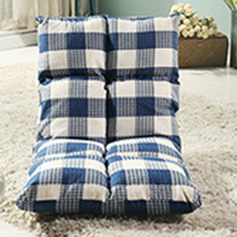 Modern Simplicity Fabric &amp; Cotton Metal Rectangular Checkered Adjustable Backrest Lazy Chair Tatami For Living Room, Bedroom &amp; Bay Window