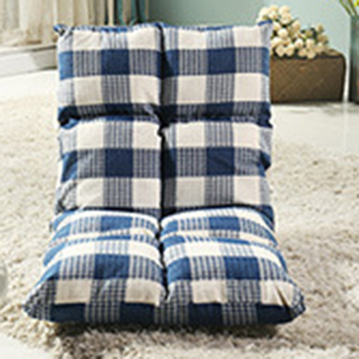 Modern Simplicity Fabric &amp; Cotton Metal Rectangular Checkered Adjustable Backrest Lazy Chair Tatami For Living Room, Bedroom &amp; Bay Window